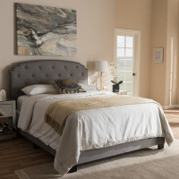 Baxton Studio CF8747-F-Light Grey-Queen Lexi Modern and Contemporary Light Grey Fabric Upholstered Queen Size Bed
